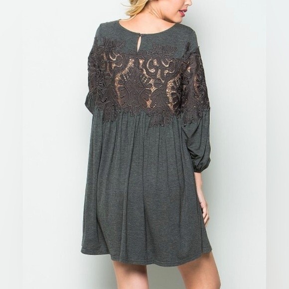 Dark Gray Sexy Crochet Lace Swing Dress size medium - Picture 4 of 6